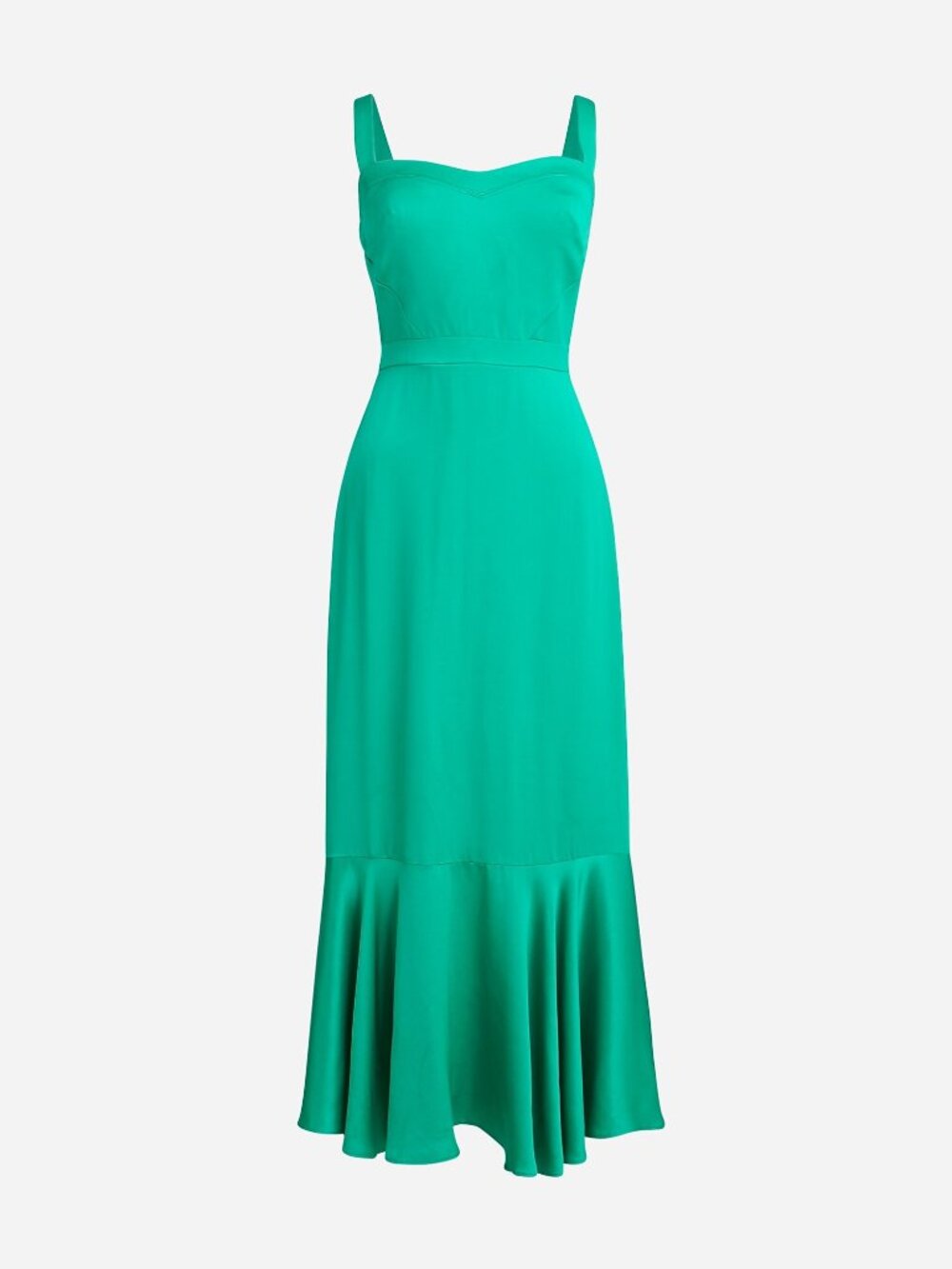 J.Crew Collection fitted flare-hem dress in Emerald Forest, a bright teal/blue-g